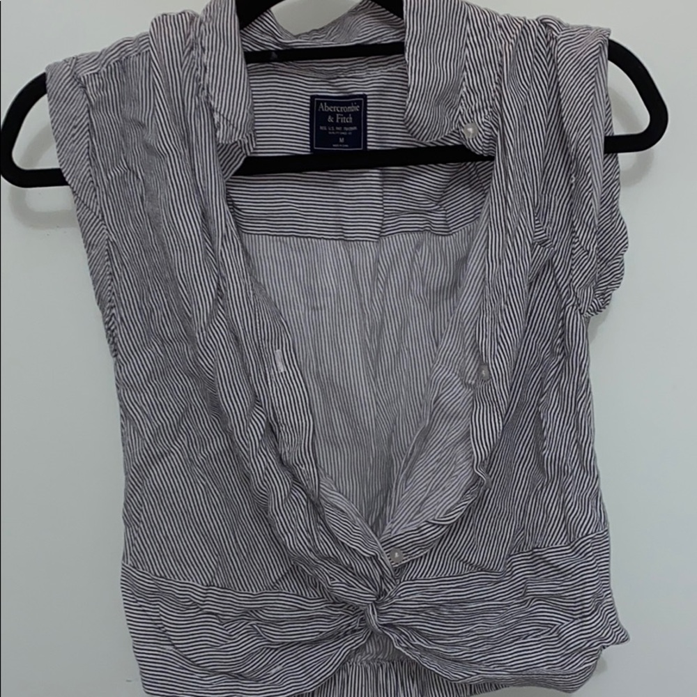 Grey and White striped Abercrombie Shirt